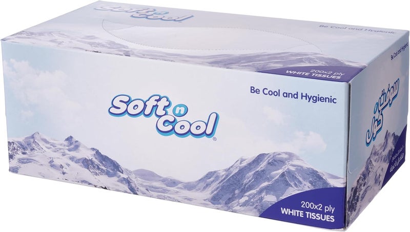 Soft N Cool White Facial Tissue 2 Ply - Pack of 5 Boxes - Image 1